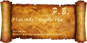 Platzkó Bogárka névjegykártya